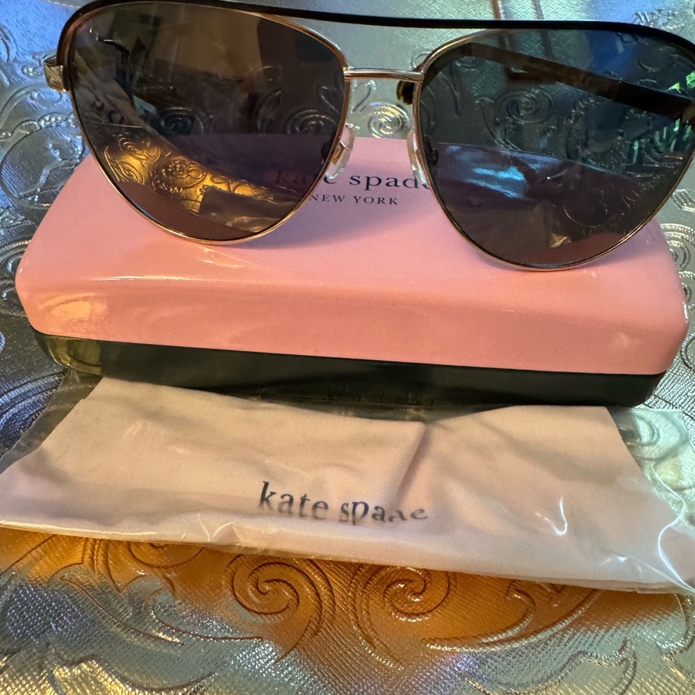 Kate Spade Black Aviator Sunglasses with Double Bridge
